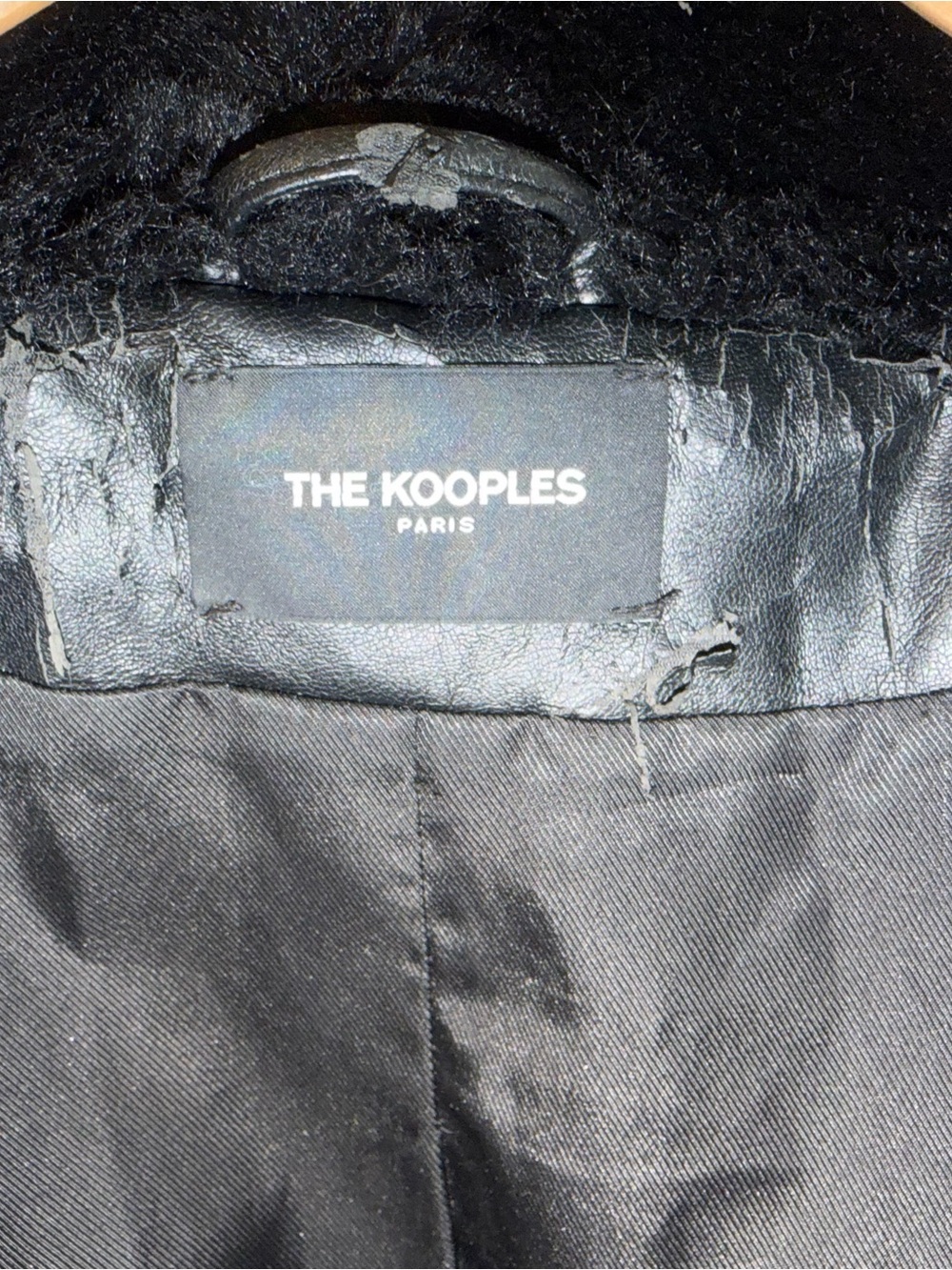THE KOOPLES Black Faux Fur Zipper Jacket, Size Small, MOTO, LUXURY - Picture 7 of 7